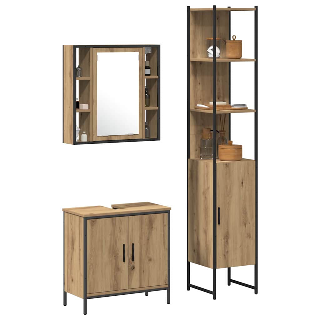 Bathroom Vanity Units 3 pcs Brown 33 x 33 x 185.5 cm