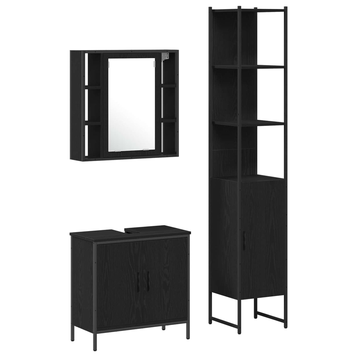 Bathroom Vanity Units 3 pcs Black 33 x 33 x 185.5 cm