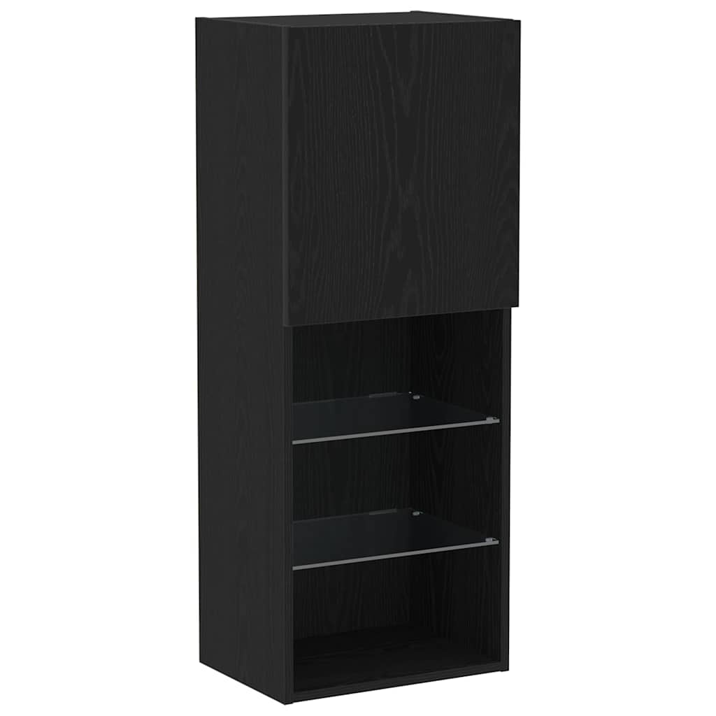 TV Cabinet 4 pcs Black oak Engineered wood