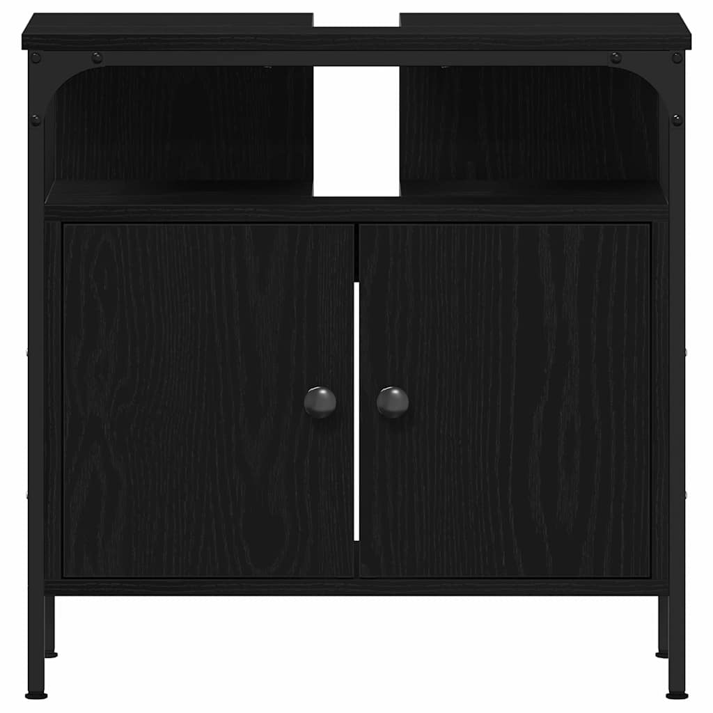 Bathroom Furniture Set 3 pcs Black Oak Engineered Wood