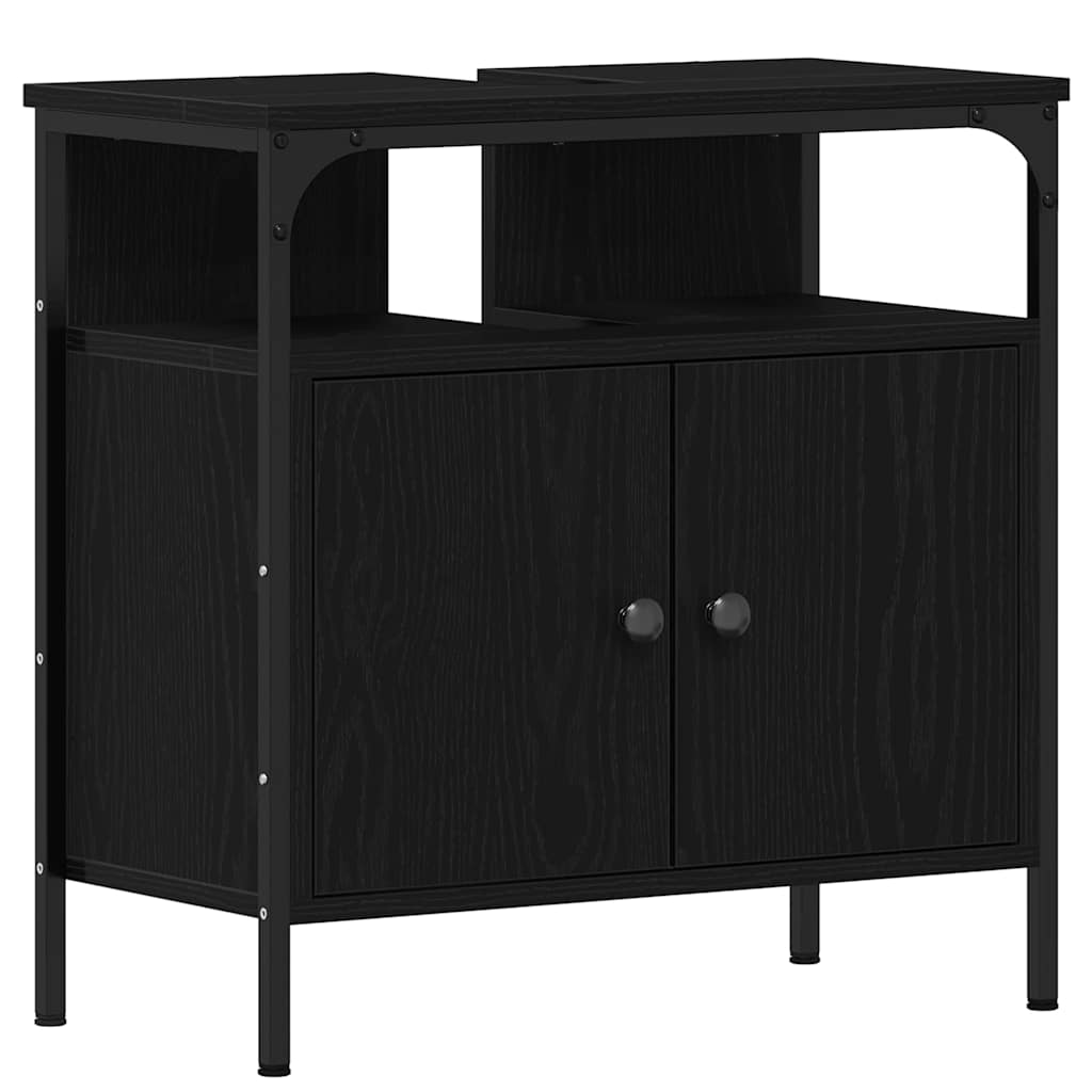 Bathroom Furniture Set 3 pcs Black Oak Engineered Wood