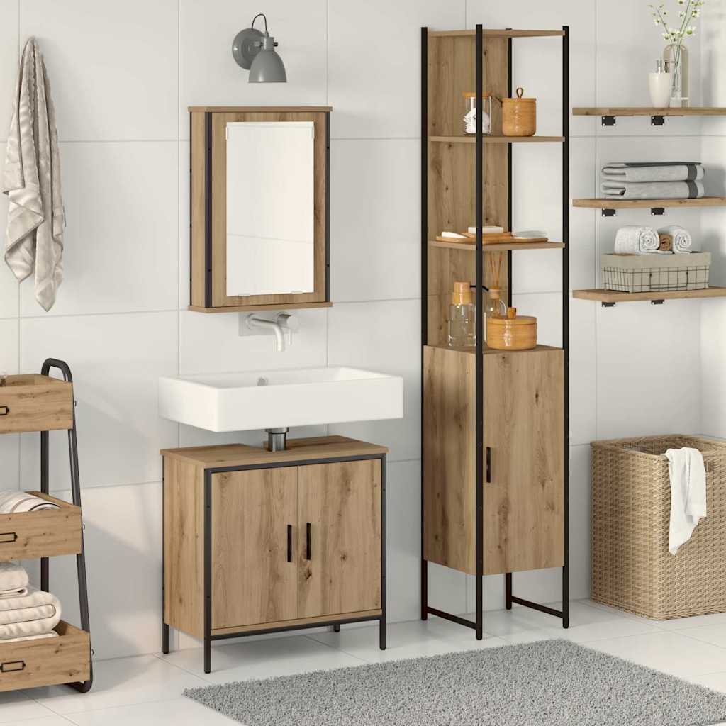 Bathroom Furniture Set 3 pcs Brown Engineered wood