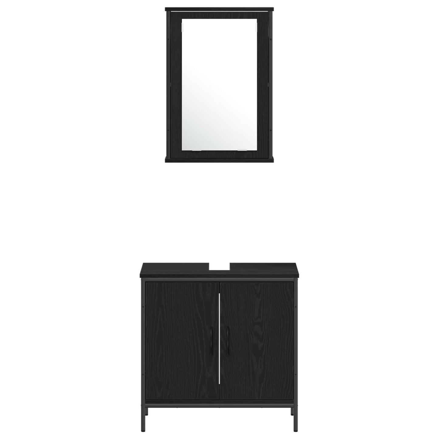 Bathroom Furniture Set 3 pcs Black Engineered wood