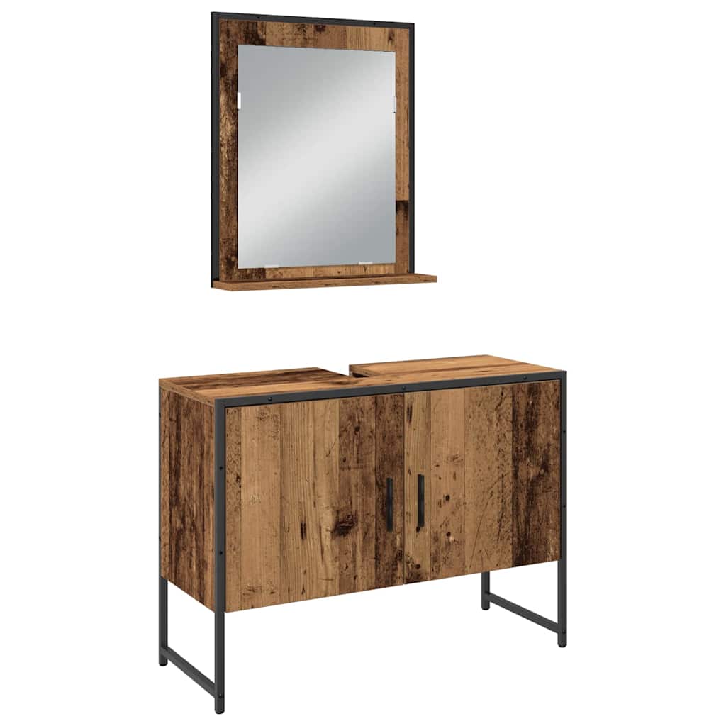 Bathroom Furniture Set with Shelf 4 pcs Brown Engineered wood