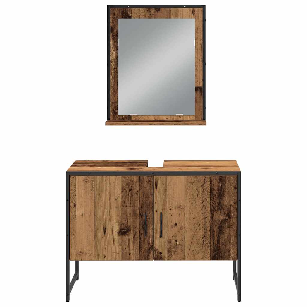Bathroom Furniture Set with Shelf 4 pcs Brown Engineered wood