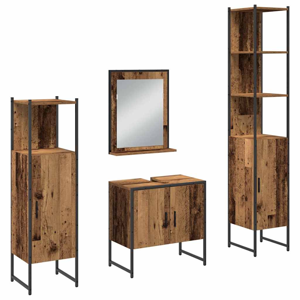 Bathroom Furniture Set with Door 4 pcs Brown 33 x 33 x 185.5 cm