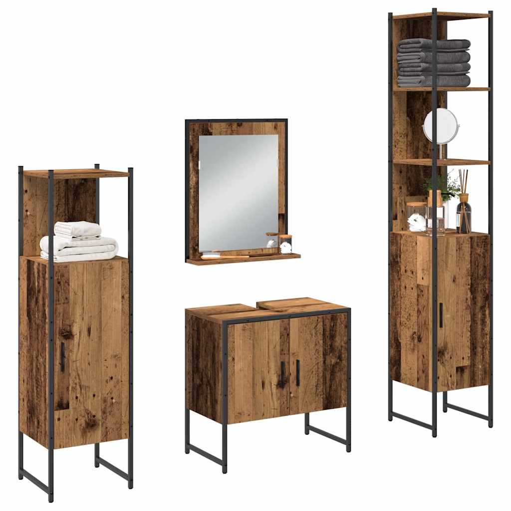 Bathroom Furniture Set with Door 4 pcs Brown 33 x 33 x 185.5 cm