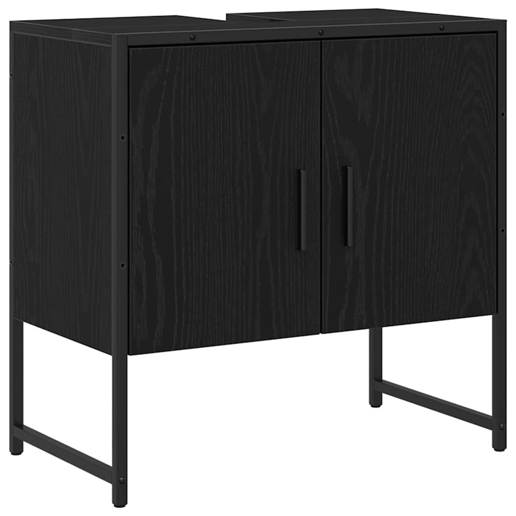Bathroom Furniture Set with Shelf 4 pcs Black Engineered wood