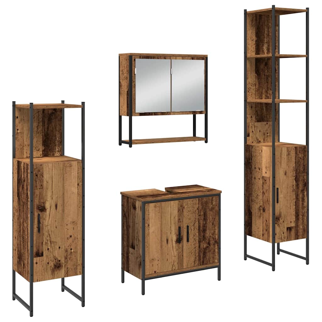 Bathroom Furniture Set with Door 4 pcs Brown 33 x 33 x 185.5 cm