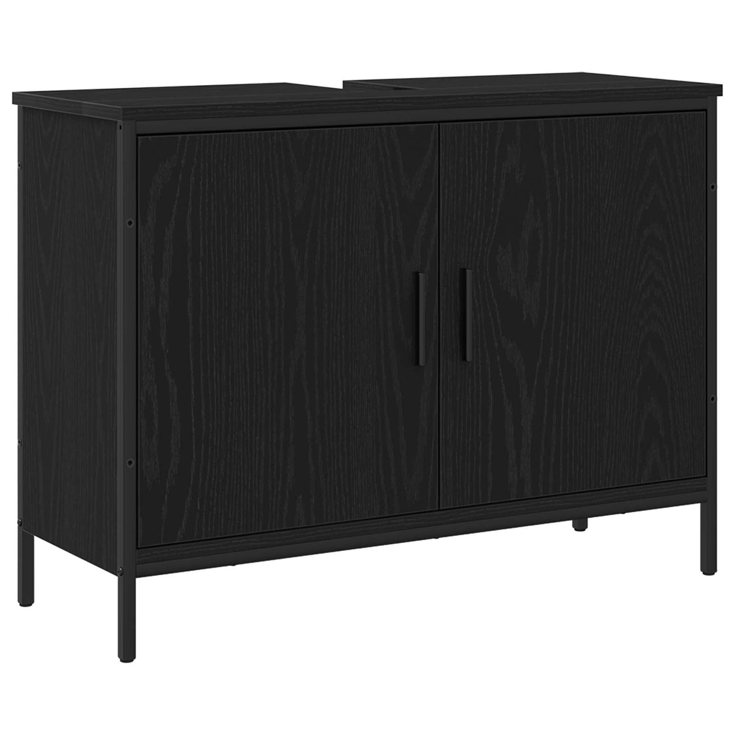 Bathroom Furniture Set with Shelf 4 pcs Black Engineered wood