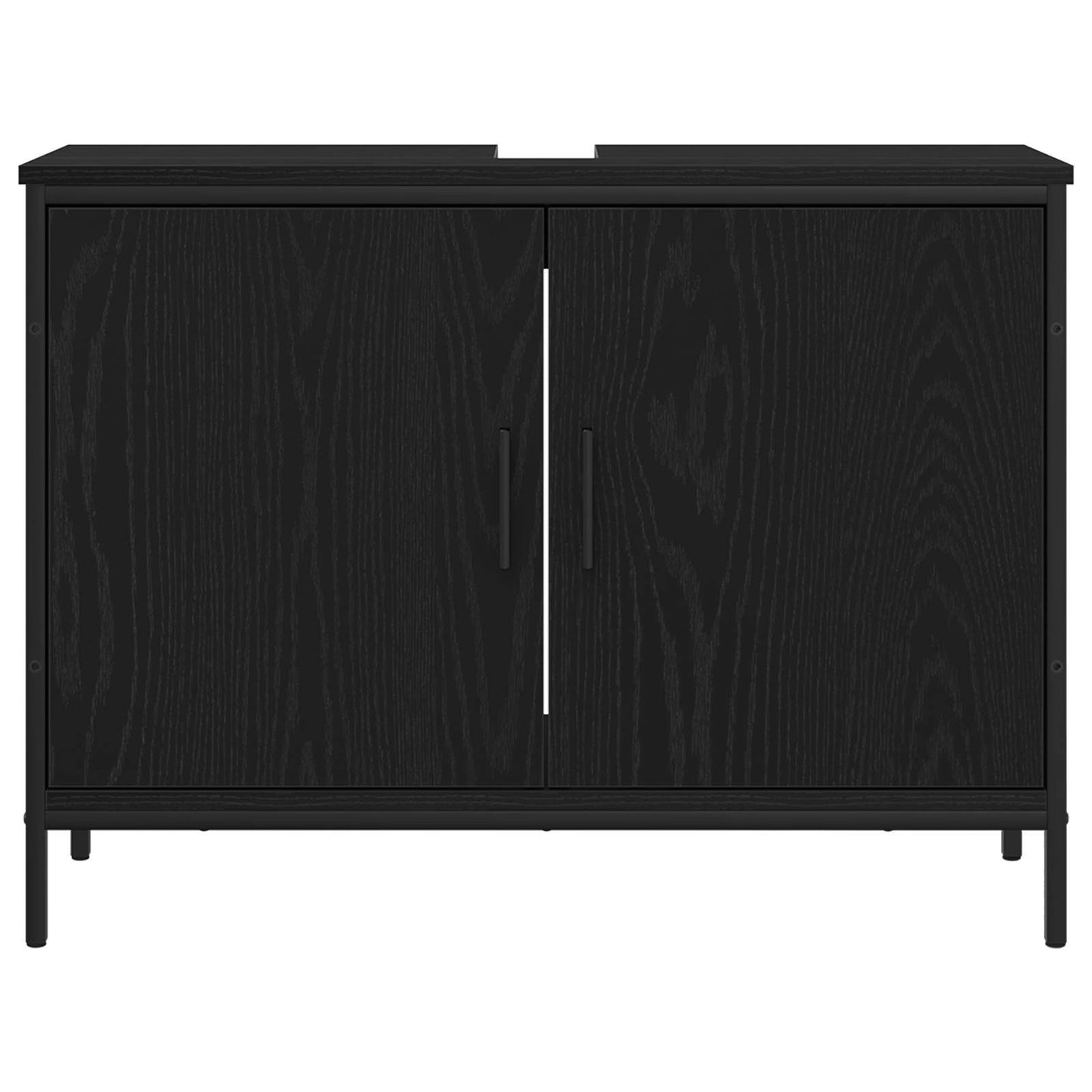 Bathroom Furniture Set with Shelf 4 pcs Black Engineered wood