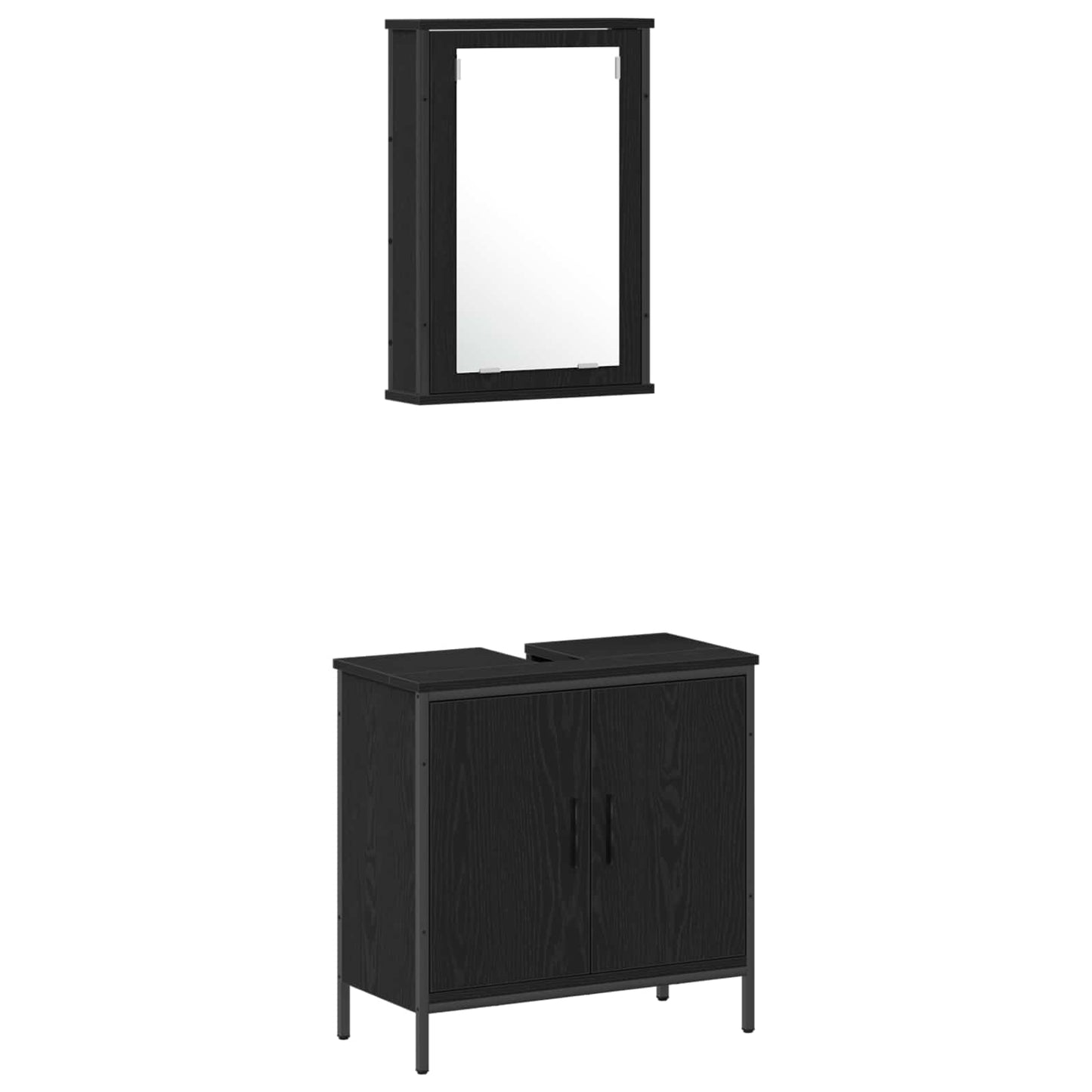 Bathroom Furniture Set 4 pcs Black Engineered wood