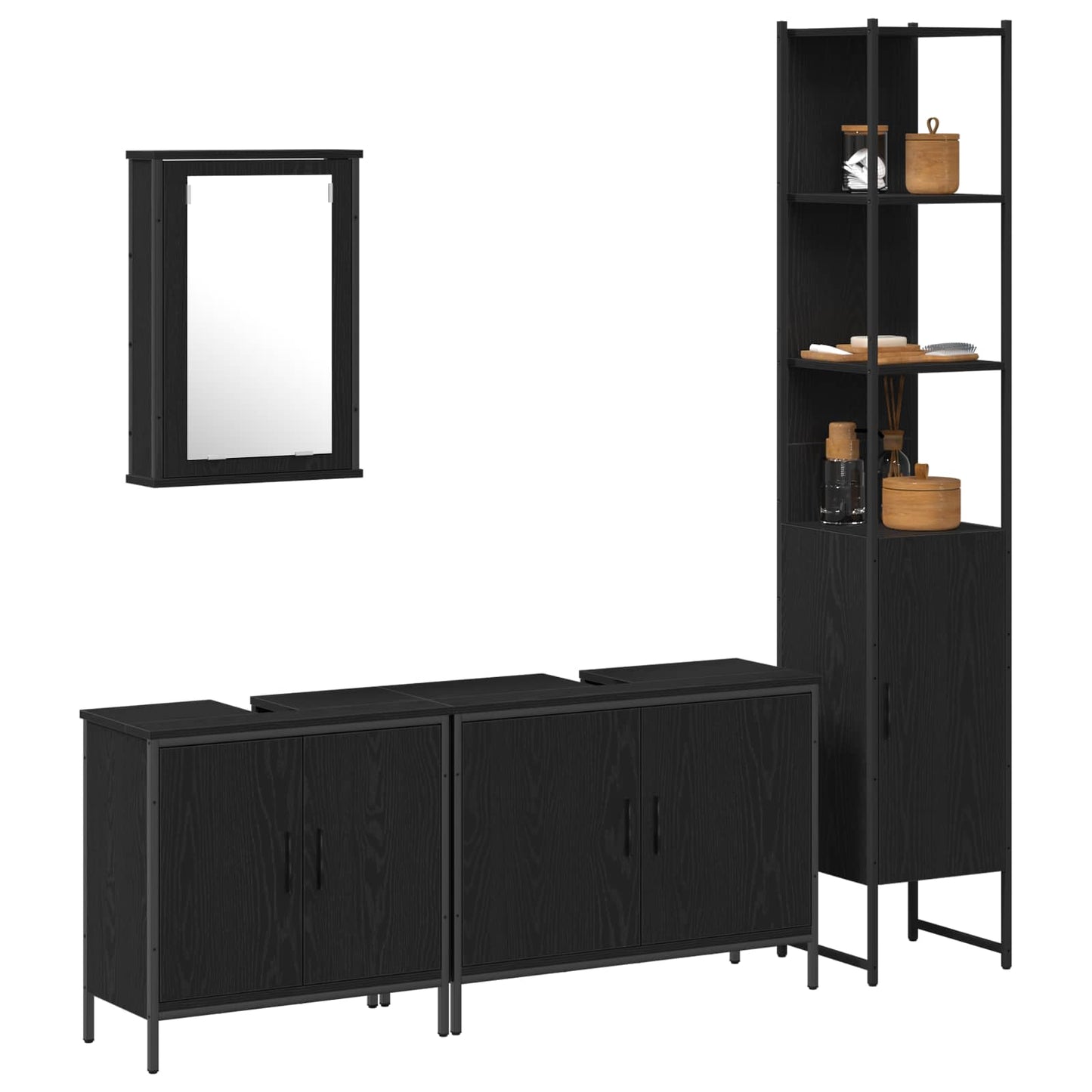 Bathroom Furniture Set 4 pcs Black Engineered wood