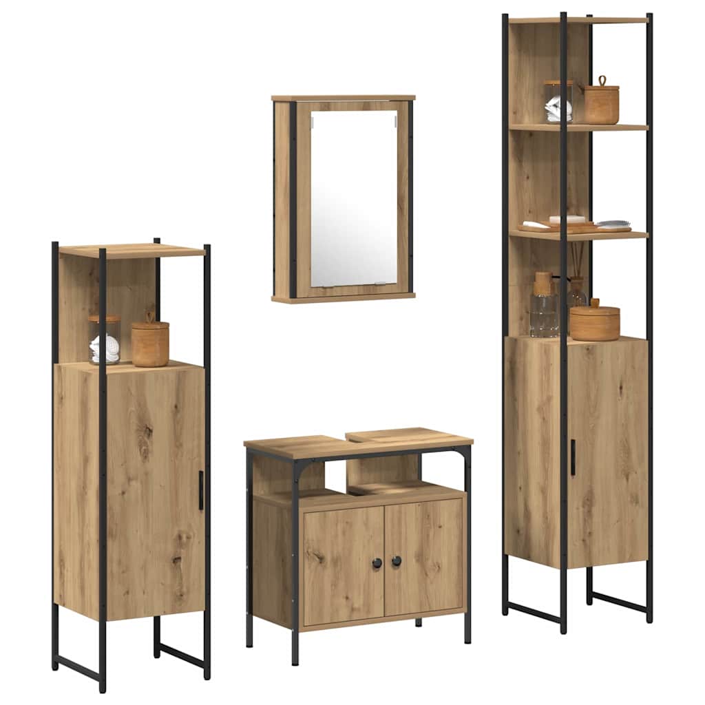 Bathroom Furniture Set 4 pcs Artisan Oak Engineered Wood