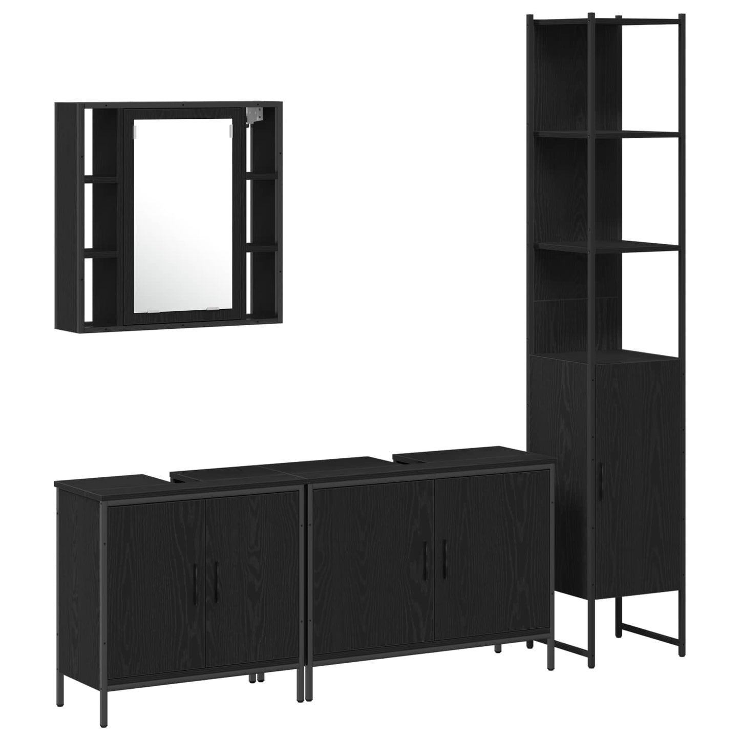 Bathroom Furniture Set 4 pcs Black Engineered wood