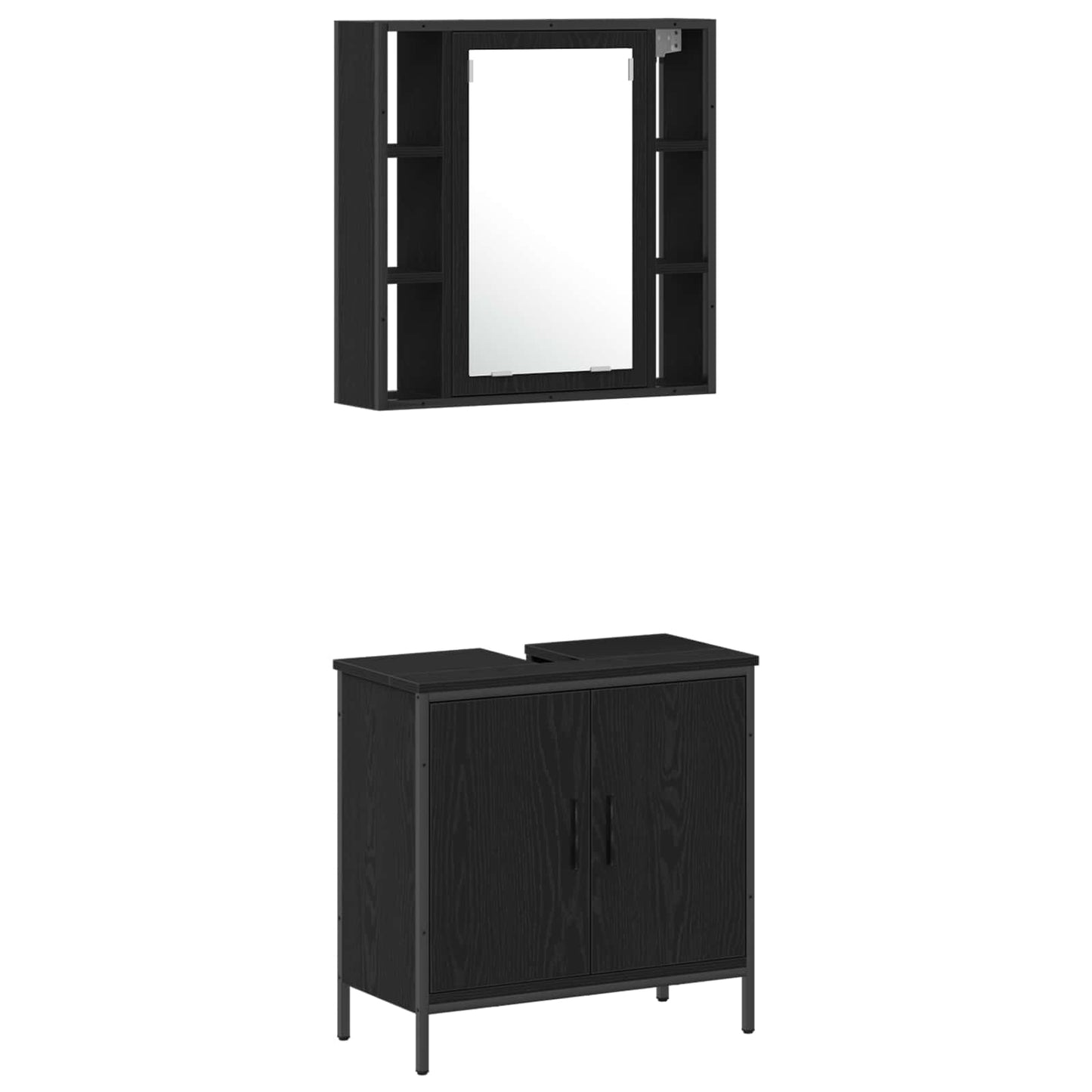 Bathroom Furniture Set 4 pcs Black Engineered wood