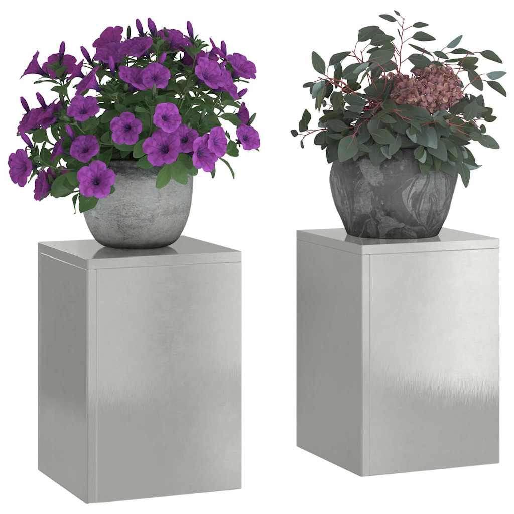 Plant Stand 2 pcs Silver 24 x 24 x 35 cm Stainless Steel