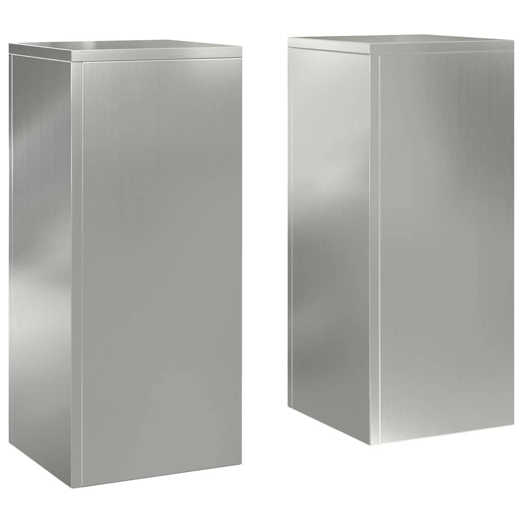 Plant Stand 2 pcs Silver 24 x 24 x 55 cm Galvanised Steel