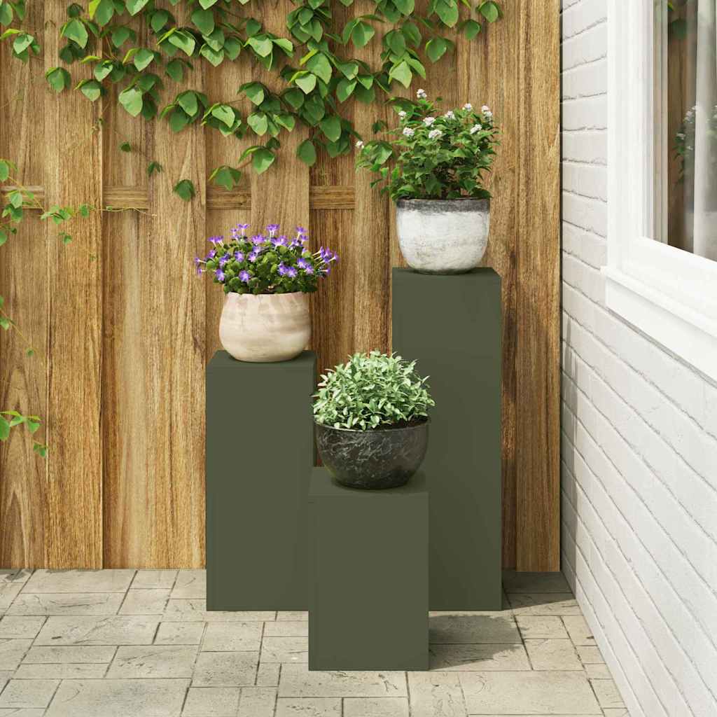 Plant Stand 3 pcs Olive Green 24 x 24 x 75 cm Cold-rolled Steel