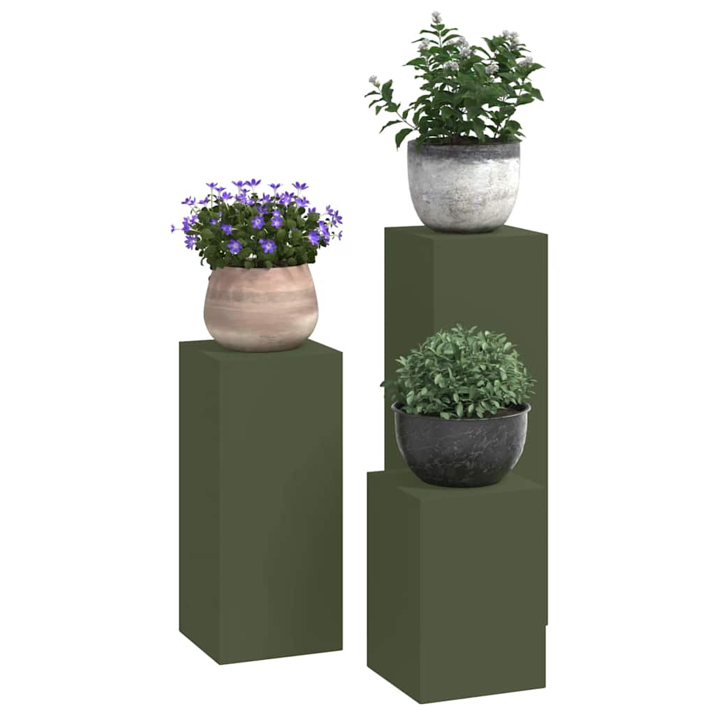 Plant Stand 3 pcs Olive Green 24 x 24 x 75 cm Cold-rolled Steel