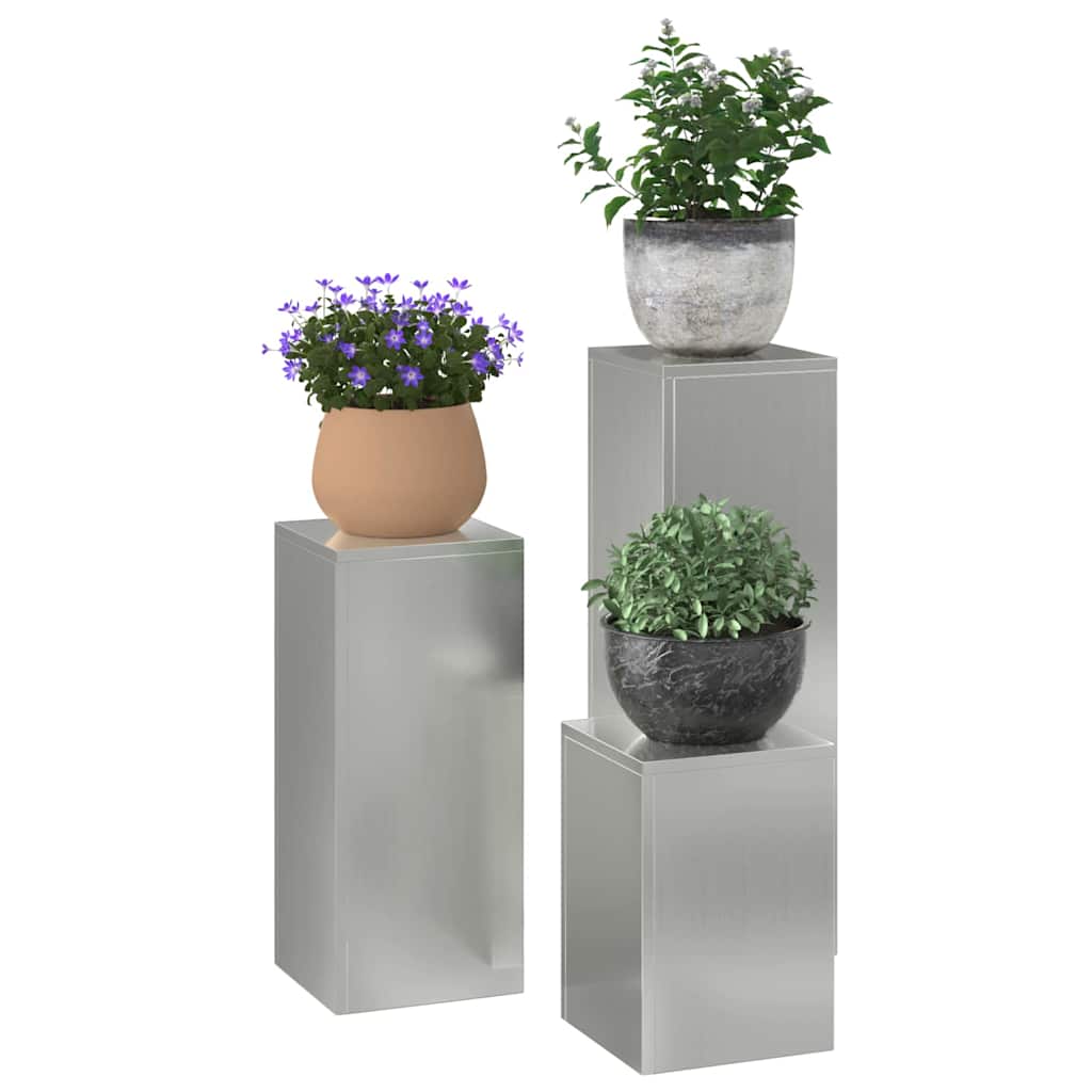 Plant Stand 3 pcs Silver 24 x 24 x 75 cm Galvanised Steel