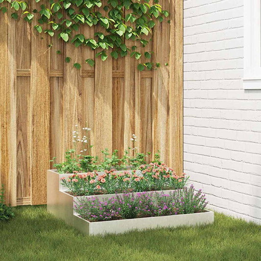 Garden Planter Silver 90 x 90 x 35 cm Stainless Steel