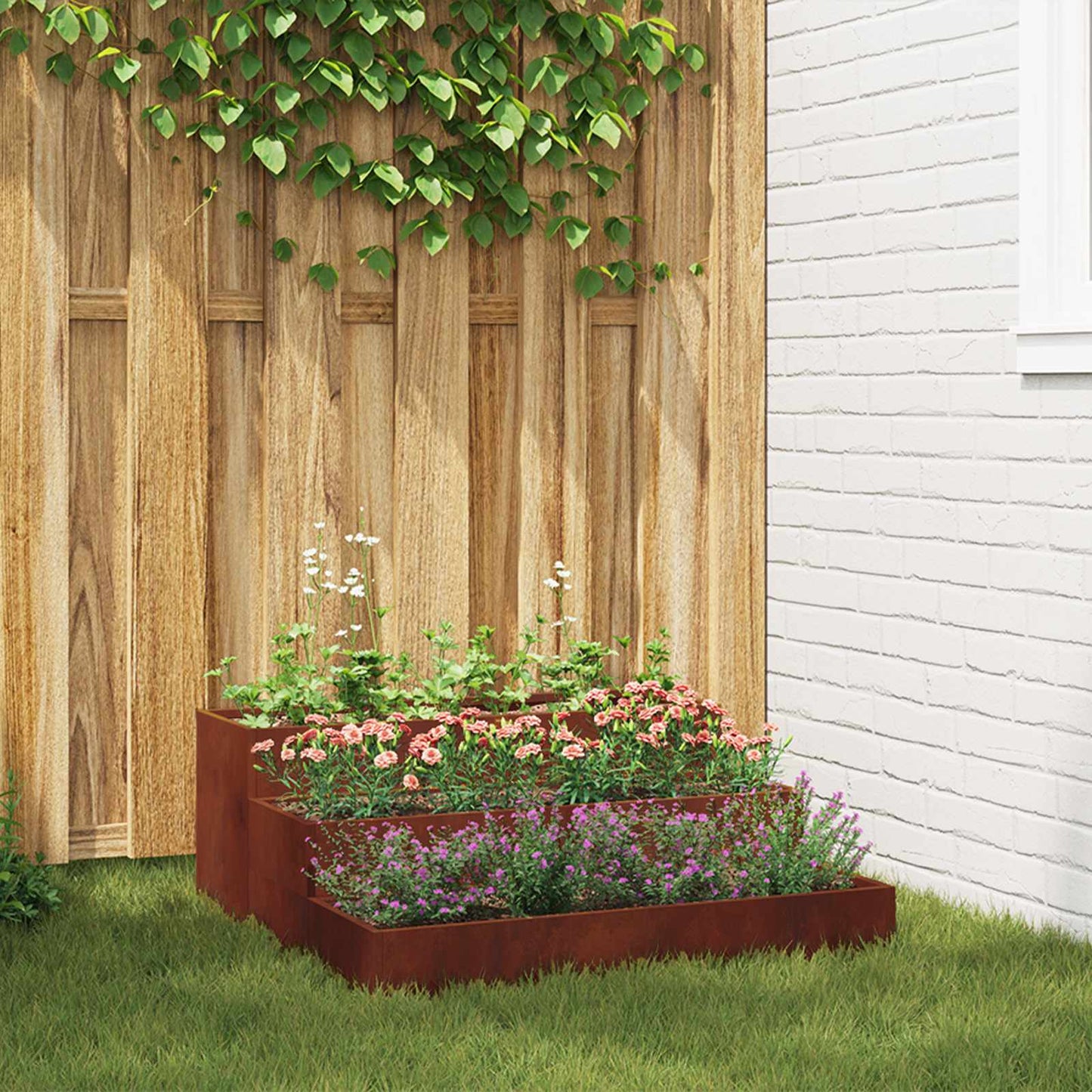 Garden Planter Rusty 90 x 90 x 35 cm Weathering Steel