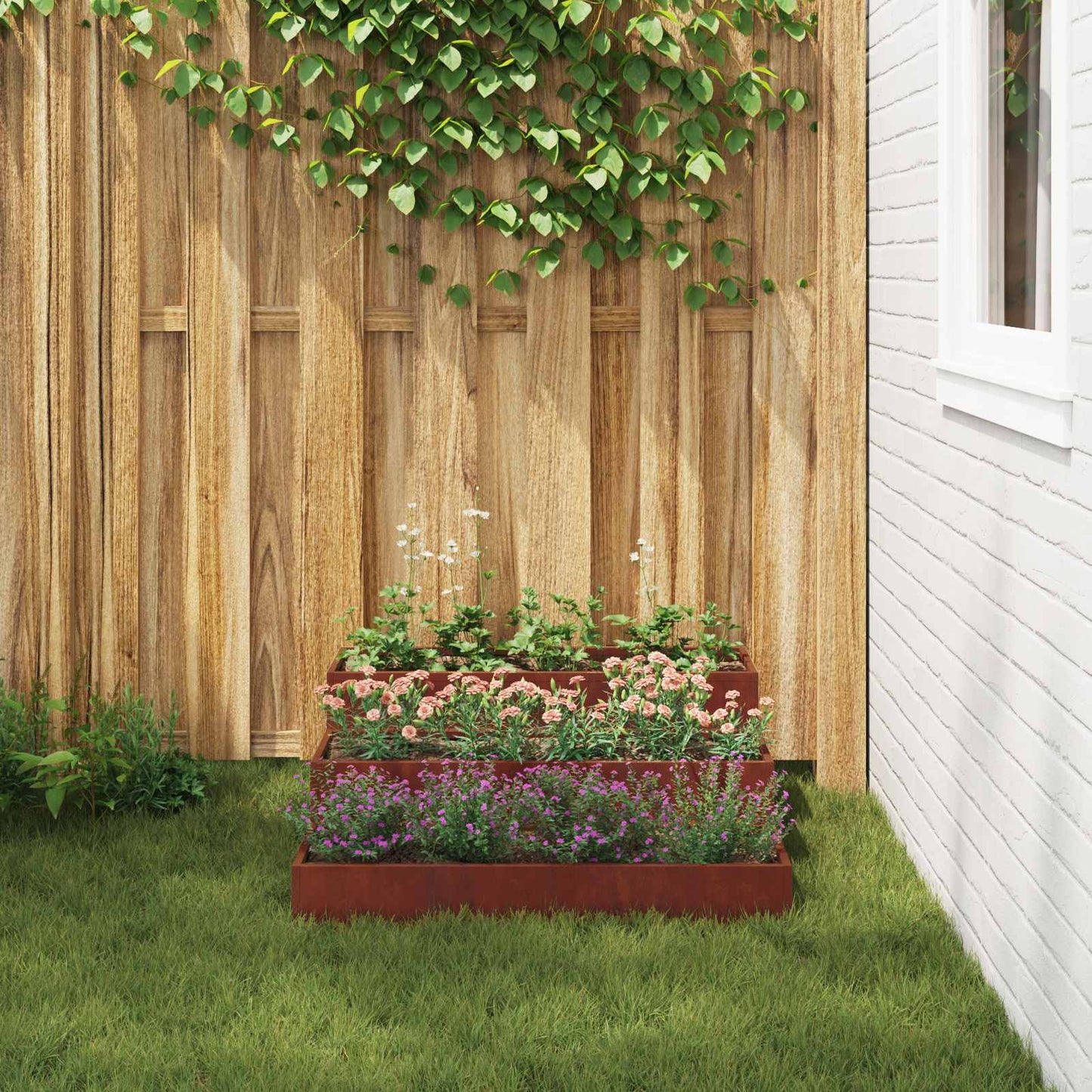 Garden Planter Rusty 90 x 90 x 35 cm Weathering Steel