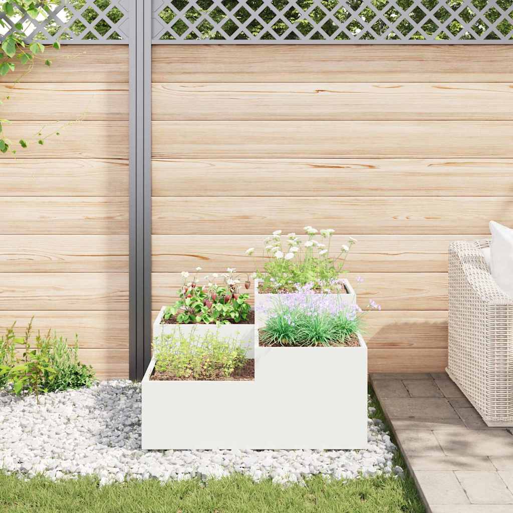 Garden Planter White 80 x 80 x 48 cm Steel