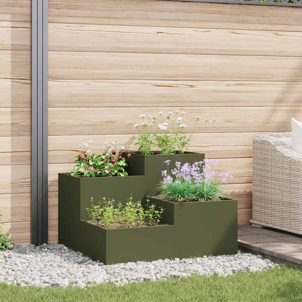 Garden Planter Olive green 80 x 80 x 60 cm Steel