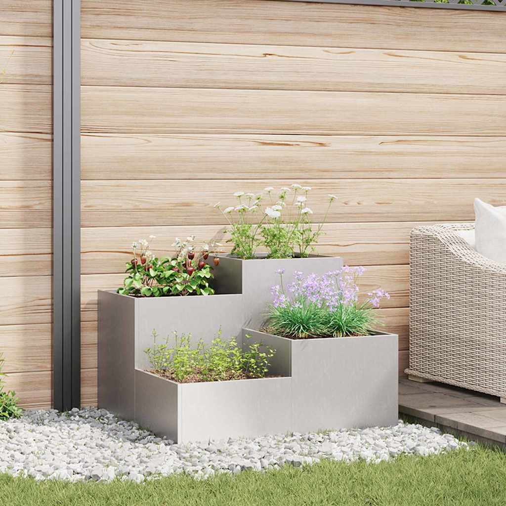 Garden Planter Silver 80 x 80 x 60 cm Stainless steel
