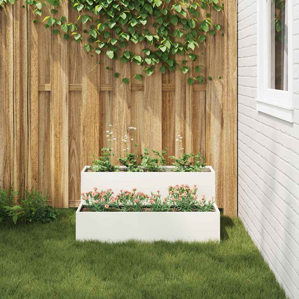 Garden Planter White 100 x 60 x 45 cm Cold-rolled Steel