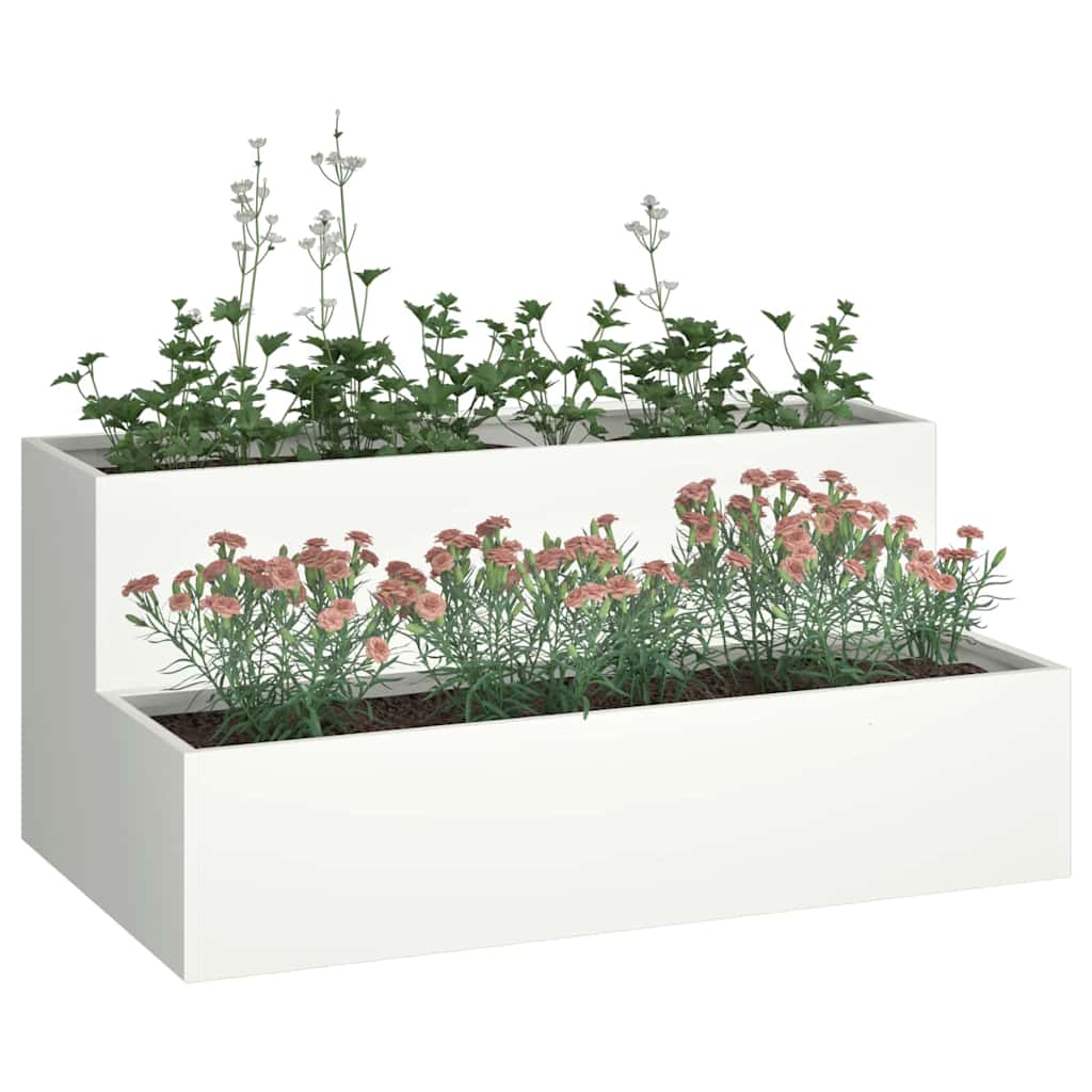Garden Planter White 100 x 60 x 45 cm Cold-rolled Steel