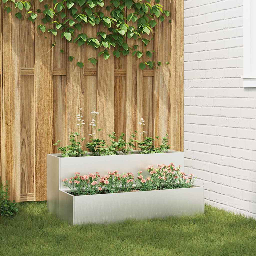 Garden Planter Silver 100 x 60 x 45 cm Stainless Steel