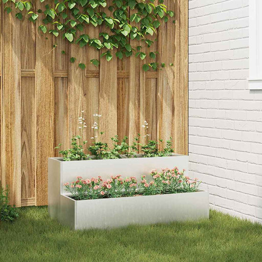 Garden Planter Silver 100 x 60 x 45 cm Stainless Steel