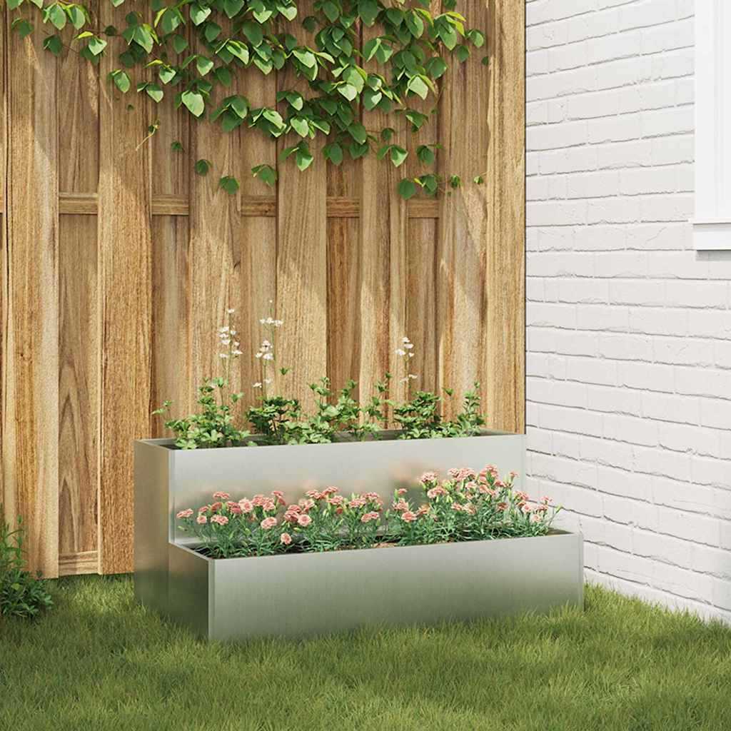 Garden Planter Silver 100 x 60 x 45 cm Galvanised Steel
