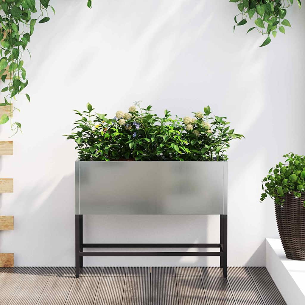 Raised Garden Planter Silver 60 x 26 x 45 cm Galvanised Steel
