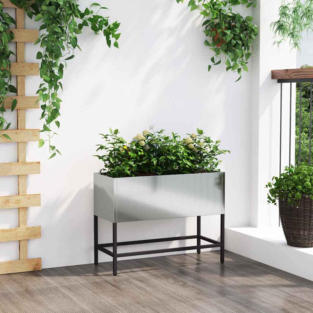 Raised Garden Planter Silver 60 x 26 x 45 cm Galvanised Steel