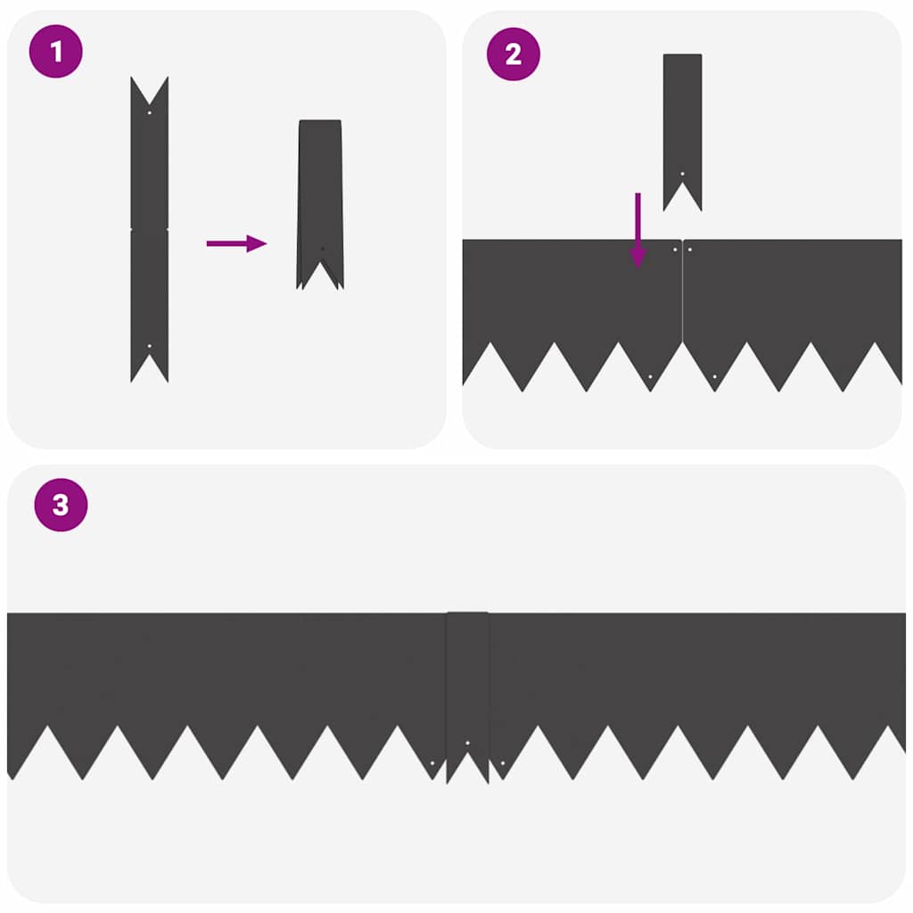vidaXL Lawn Edgings 30 pcs Black 100 x 0.5 x 15 cm Steel