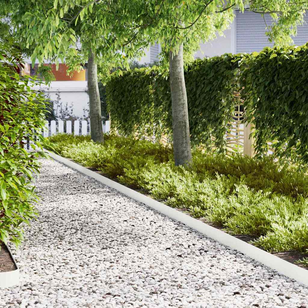 vidaXL Lawn Edgings 20 pcs White 100 x 0.5 x 15 cm Steel