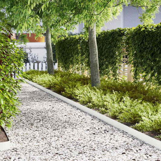 vidaXL Lawn Edgings 50 pcs White 100 x 0.5 x 15 cm Steel