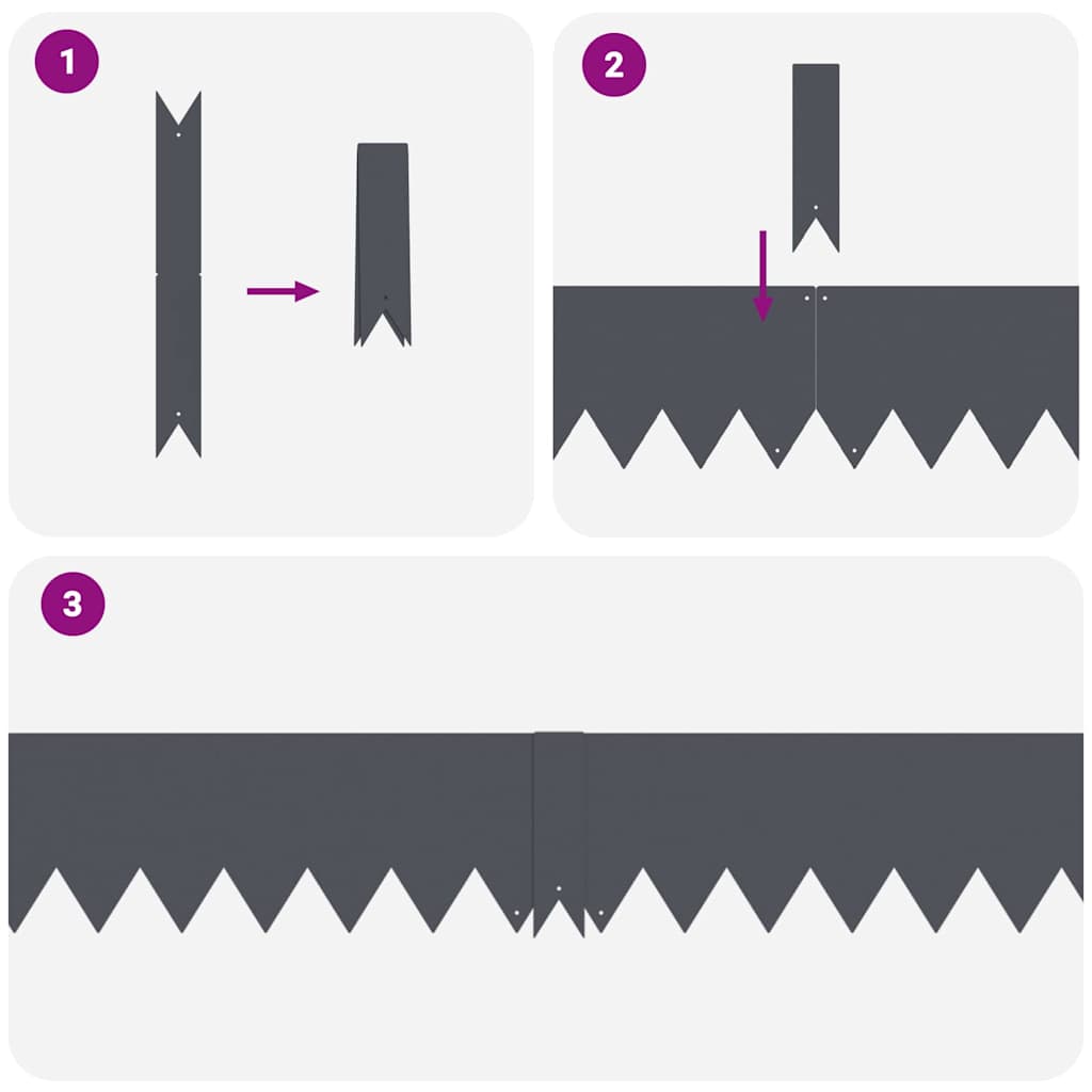 vidaXL Lawn Edgings 10 pcs Anthracite 100 x 0.5 x 15 cm Steel