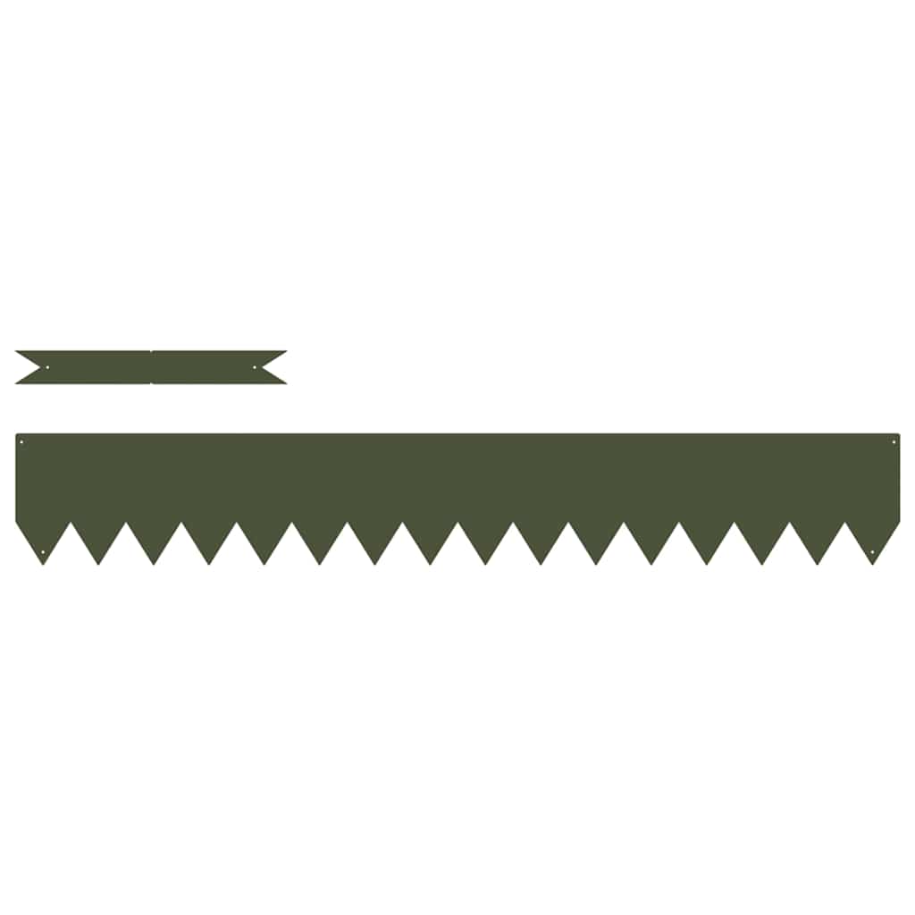 vidaXL Lawn Edgings 30 pcs Olive green 100 x 0.5 x 15 cm Steel