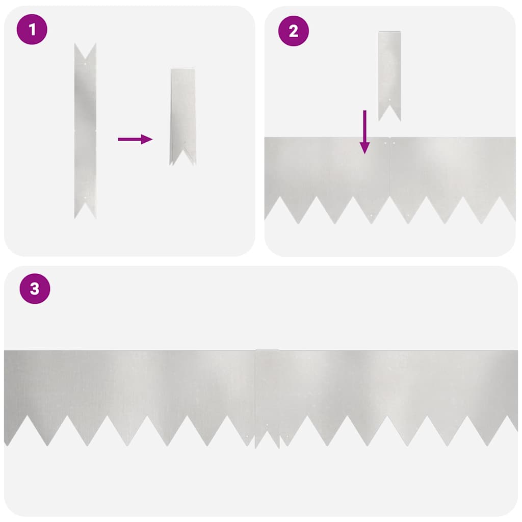 vidaXL Lawn Edgings 10 pcs Silver 100 x 0.5 x 15 cm Stainless steel