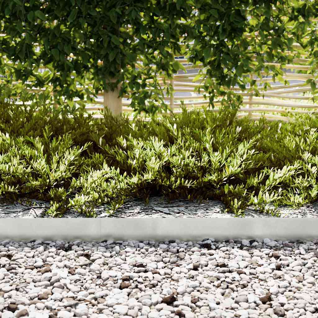 Lawn Edging 50 pcs Silver 100 x 0.05 x 15 cm Stainless Steel