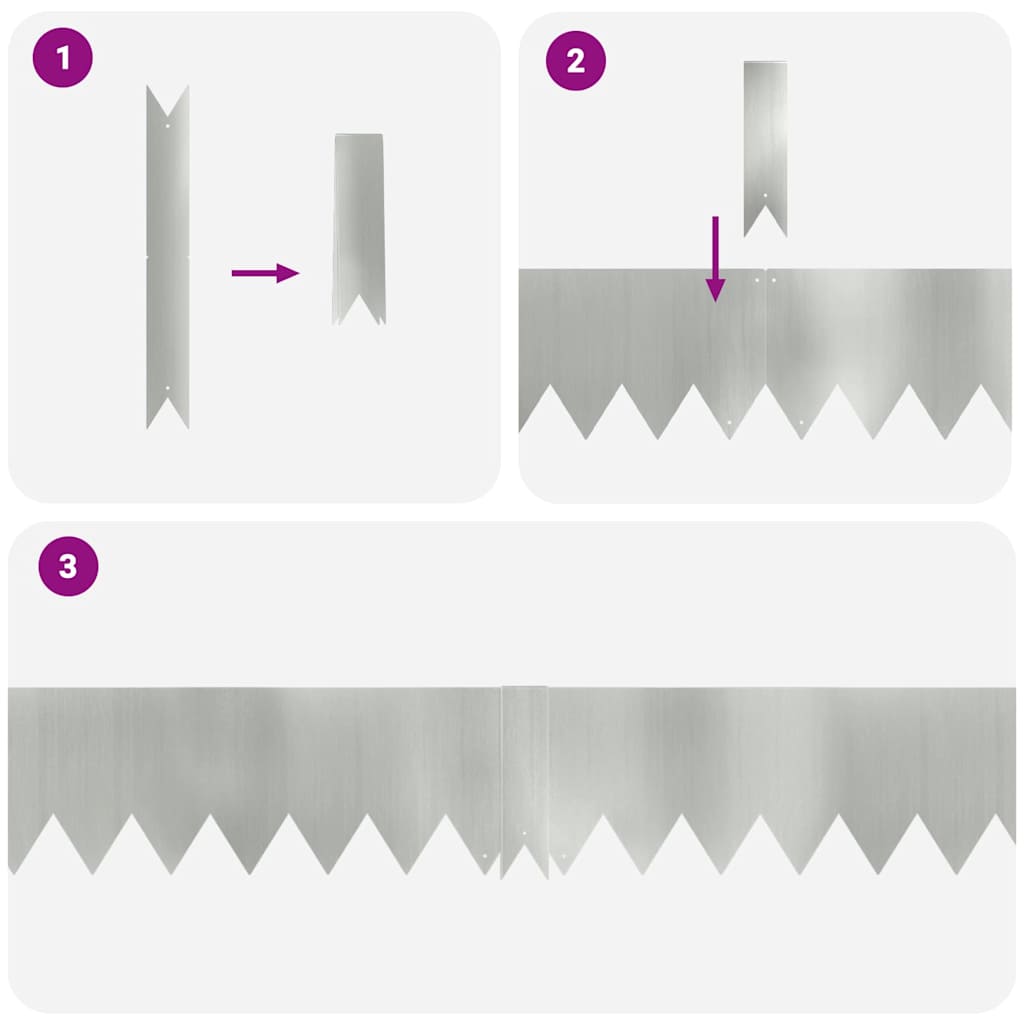 vidaXL Lawn Edgings 20 pcs Silver 100 x 0.5 x 15 cm Galvanised steel