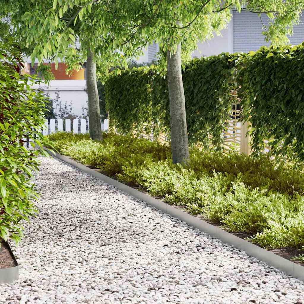 vidaXL Lawn Edgings 30 pcs Silver 100 x 0.5 x 15 cm Galvanised steel