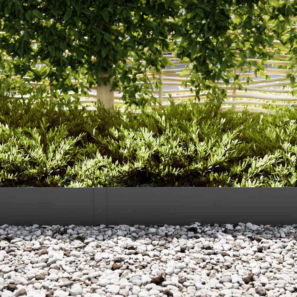 Lawn Edging 10 pcs Black 100 x 0.05 x 20 cm Cold Rolled Steel