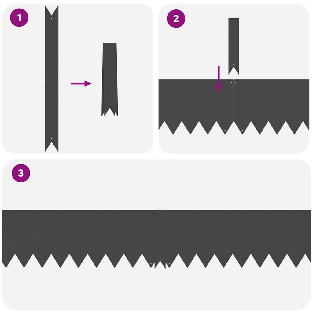 vidaXL Lawn Edgings 30 pcs Black 100 x 0.5 x 20 cm Steel