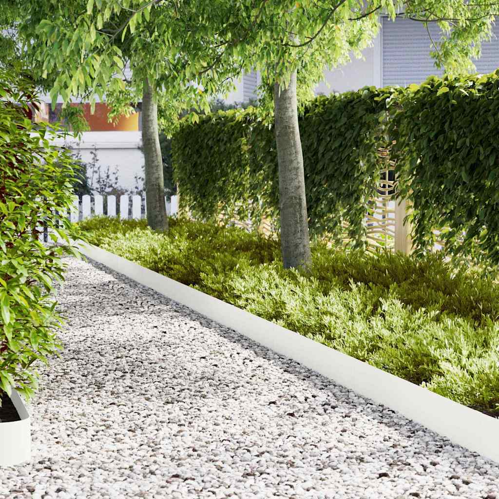 vidaXL Lawn Edgings 20 pcs White 100 x 0.5 x 20 cm Steel